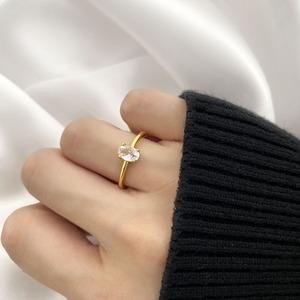 Wholesale Fashion Simple 18K Gold Plated 3A Cubic Zirconia <b>Adjustable</b> <b>Ring</b> Women - Product Image 2