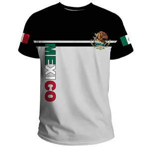 Gran oferta de camisetas personalizadas de talla grande con estampado de escudo de armas de México, camisetas para niños, venta al por mayor, Camiseta ajustada de poliéster para hombres - Product Image 1