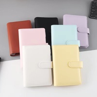 Carnet de notes A5/A6 personnalisé avec logo imprimé, classeur à 6 anneaux, agenda rigide en cuir rose mignon, ensemble cadeau de papeterie