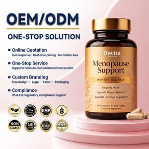 บริการแบบครบวงจร OEM ODM แคปซูลสำหรับวัยหมดประจำเดือนสำหรับผู้หญิง มังสวิรัติ ปราศจาก GMO บรรเทาอาการร้อนวูบวาบ ช่วยเพิ่มความสดชื่นให้สมอง บรรเทาอาการสมองอ่อนล้า 60 แคปซูล - Product Image 1
