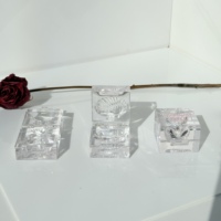 Forme personnalisée Carré Transparent Créatif Petits Pots De Baume À Lèvres Sculpture De Glace Conteneur De Fard À Paupières Boîte D'emballage De Poudre À Haute Brillance