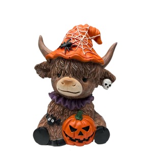 Halloween Highland Bull Statue Pumpkin <b>Cow</b> Skull Decor Indoor Desktop Ornament Synthetic Resins Animal Shape - Product Image 5