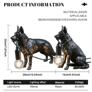 Lámpara de Mesa LED con Diseño de <span class=keywords><strong>Lobo</strong></span> en Resina Mate Retro para Decoración de Cafeterías, Comedores y Espacios Familiares - Product Image 2