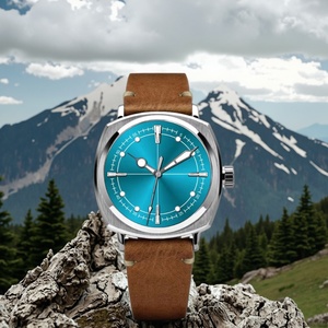 Orologio da <span class=keywords><strong>Uomo</strong></span> Sportivo con Movimento al Quarzo e Vetro Zaffiro, Logo Quadrante Personalizzabile, <span class=keywords><strong>Cinturino</strong></span> in <span class=keywords><strong>Acciaio</strong></span> Inossidabile 316L con <span class=keywords><strong>Cinturino</strong></span> in Pelle - Product Image 5