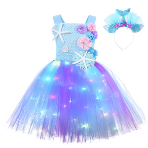 2024 Led Tutu incandescente abito blu Tulle ragazze festa di compleanno fase bambina bambina vestito da principessa costumi per le ragazze - Product Image 4