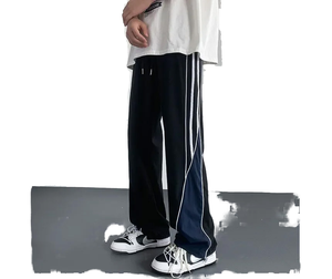 Wholesale Men's Custom Nylon Windbreaker Sweatpants Track Pants with <b>Elastic</b> Waist Mid Rise Custom Logo Options - Product Image 2