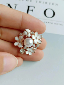 23*25mm moda Metal aleación perla diamantes de imitación gotas esmalte flores DIY botón para la fabricación de joyas - Product Image 6