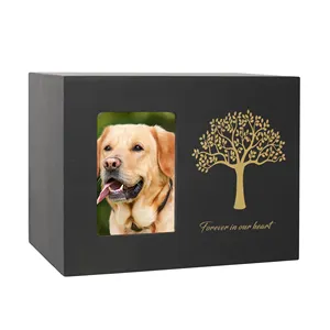 Rettangolare in legno di bambù Pet urna gatto cane forniture per foto cornice commemorativa scatola estraibile in legno Vintage urne funebri per animali domestici