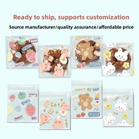 Sacs auto-scellants originaux à motif d'ours et de lapin pour l'emballage alimentaire, bonbons, biscuits, flocons de neige, snacks croustillants