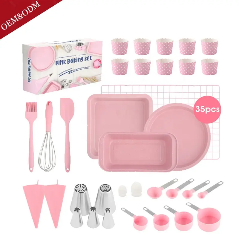 Utensílios de cozinha de silicone, conjunto antiaderente com 35 peças de silicone para casa, crianças, chiffon, bolo e conjuntos de ferramentas