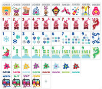 Mahjong américain moderne de luxe 'Let It Snow Winter' avec 160 tuiles acryliques à cinq couches, motifs 'Ski Cracks', 'Points', 'Ours polaire' et 'Jokers', portable