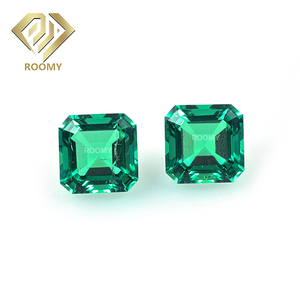 Piedra preciosa suelta creada hidrotermal Asscher corte esmeralda verde cultivada en laboratorio colombiano para joyería - Product Image 3