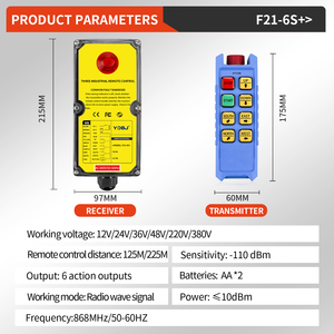Control Remoto Industrial F21-6S+ Portugués de 6 Botones y Una Velocidad para Grúa - Product Image 1