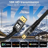 Cable Mini DisplayPort Macho a Macho 2.1 OEM ODM, Transmisión Bidireccional DP, 16K/8K60hz 4K240hz G-sync Freesync