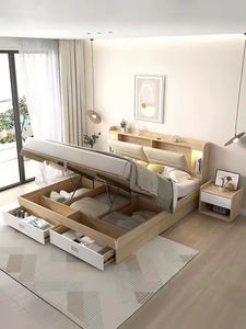 Marco de cama tamaño King de diseño moderno Marco de cama Queen Fabricación profesional Camas de madera Nueva tecnología para dormitorio u hotel - Product Image 3