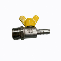 1/2" Male BSPP Thread Brass Gas Shut Off Manual Operated Ball Valve with Hose Nozzle Yellow T Handle for Kitchen Gas System