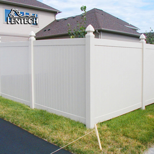Fentech haute qualité 6ft intimité vinyle PVC panneaux de clôture <span class=keywords><strong>pied</strong></span> blanc extérieur jardin clôture poteau 3D modèle pression Nature en gros - Product Image 6