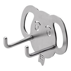 Support mural adhésif portable multifonctionnel en alliage d'acier inoxydable brossé en forme d'éléphant avec 2 crochets pour outils à café, sans perçage - Product Image 1