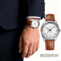 Nouvelle montre pour homme en acier inoxydable avec cadran blanc, design élégant, boîtier rond de 42 mm, bracelet en métal, aiguilles luxueuses, montre à quartz pour affaires et occasions décontractées