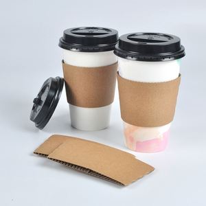Custom Logo Coated White Cardboard Paper Packaging <b>Personalized</b> Wine Mineral Water Whisky <b>Cup</b> Sleeves With Custom Printing - Product Image 1