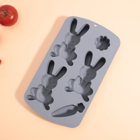 Moule en silicone à 6 cavités pour Pâques, motif lapin mignon, qualité alimentaire, antiadhésif, pour chocolat, savon et pâtisserie