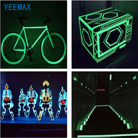Vinilo Fotoluminiscente Autoadhesivo YEEMAX PET/PVC, Azul Brillante en la Oscuridad, Imprimible Digitalmente, Personalizable, para Señalización de Salidas y Seguridad Vial, Venta al Por Mayor