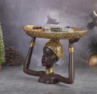 Sculpture en résine noire africaine, style Art déco classique, décoration écologique pour la maison, présentoir à bijoux pour le rangement de petits objets