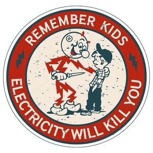 Advertencia de Peligro de Descarga Eléctrica, Recuerda que la Electricidad Puede Matar a los Niños, Adhesivo de PVC con Diseño de Kilovatio - Product Image 5