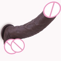 Jouets sexuels, gode en silicone noir, double dureté, ventouse, pénis artificiel réaliste et souple pour la masturbation féminine et homosexuelle