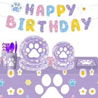 Nouvelles décorations et accessoires de fête d'anniversaire sur le thème des pattes de chien, nappes jetables, serviettes en papier, style mignon, Chine
