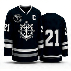 เสื้อฮอกกี้น้ำแข็ง USA สำหรับผู้ชาย แขนยาว คอวี ปักโลโก้ด้วยเทคนิค Tackle Twill ระบายความชื้น ต้านเชื้อแบคทีเรีย ผลิตจากโพลีเอสเตอร์ 100% - Product Image 1