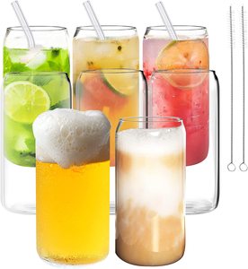 Nouveau style – Gobelet à thé Boba 16 oz avec paille en verre, idéal pour smoothies, whisky, eau, avec couvercle en bambou, parfait pour café glacé, smoothies et thé. - Product Image 1