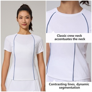 Fabricant en gros de t-shirts, vêtements de tennis, t-shirts de sport personnalisés à manches courtes, hauts en maille d'été pour femmes élégantes - Product Image 3