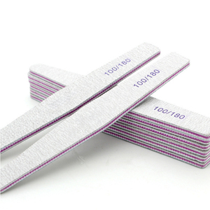 High Quality Double Sided 100/180 Emery Board Half Moon Foam Nail File Label Sandpaper Beauty