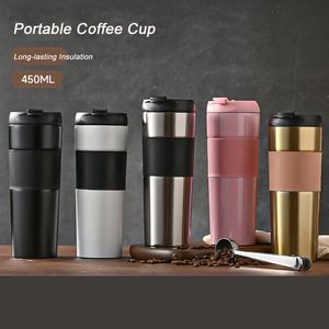 15OZ Travel Home Office Camping Coffee Tea Press Tumbler Stainless Steel <b>Double</b> <b>Wall</b> Vacuum Insulation French Press Travel Mug - Product Image 4