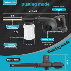 เครื่องเป่าลมใบไม้แบบไร้สาย รุ่น LB-20V แบตเตอรี่ลิเธียมไอออน 20V ได้มาตรฐาน EPA ความเร็วลม 180 ไมล์ต่อชั่วโมง สำหรับทำความสะอาดกลางแจ้ง - Product Image 2