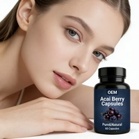 Capsules d'extrait de baies d'açaï végétaliennes, à base de plantes, sans OGM, adaptées aux végétariens, personnalisation ODM