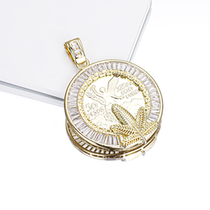 CM <span class=keywords><strong>YIM</strong></span> ขายส่งเครื่องประดับแฟชั่น จี้ทองชุบ 14k ประดับเพชรซิร์คอน สไตล์ฮิปฮอป จี้เหรียญเม็กซิโกเซนเทนนารี 1947 50 เปโซ สัญลักษณ์แห่งอายุยืน - Product Image 3