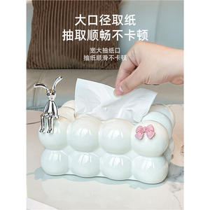 Boîte à mouchoirs de luxe avec mécanisme à ressort pour un retrait facile des mouchoirs, taille standard, matière pelucheuse, pour voiture et maison - Product Image 3