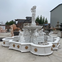 Fontaine d'eau, Statue de cheval en marbre blanc, bon marché, pour le jardin