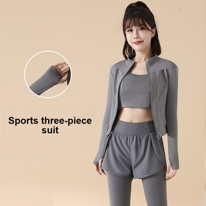 <span class=keywords><strong>Ensemble</strong></span> de yoga pour femmes, pantalon de course et de fitness taille haute et effet push-up, séchage rapide - Product Image 3