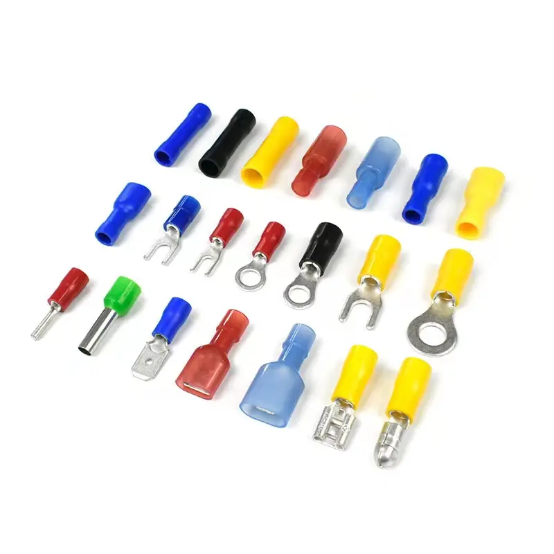 RV serie nylon PVC koperen messing voorgeisoleerde ring terminals aan JTK type connector draad rond koud geperst