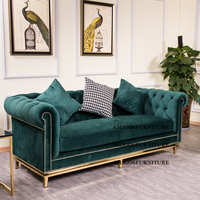 Canapé Chesterfield en velours bleu marine sur mesure de conception européenne, canapés de salon personnalisés, vert