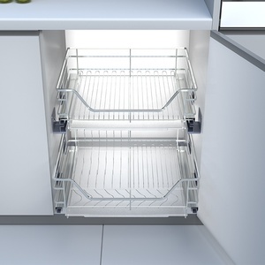 Stainless Steel Pull Out Four Side <b>Wire</b> <b>Basket</b> Drawer Kitchen Cabinet Storage Organizer for Modular Cabinet Kitchen Sliding Corn - Product Image 2