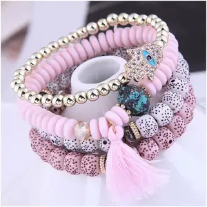 MIYOUKE upper arm cuff bracelet armband For Woman Seed Clover Plated Buddha Beads Rhinestone Wax Cord 925 Gemstone Bead Bracelet