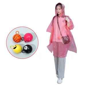 Custom Printing Logo Protective Quality Portable Disposable Emergency Waterproof Lightweight Raincoats Rain Poncho In A Ball