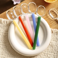 Cuillères à lait et à café au design minimaliste créatif, manche coloré, verre résistant à la chaleur, marque LONGXIN, modèle Lx001