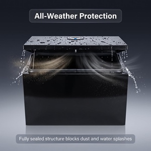 Glossy Black Anti-Rust Anti-Theft Industrial <b>Metal</b> Storage <b>Box</b>, Flip Lid with Support Rod, Sealed Dustproof Waterproof Steel Cas - Product Image 4