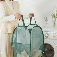 Vente en gros Sacs à linge pop-up en maille Panier à linge Sac à linge pliable en maille