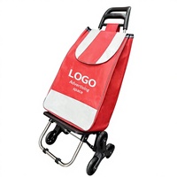 Chariot de courses portable, chariot à main pour l'épicerie, chariot monte-escaliers à double roues, petit chariot domestique, chariot à pousser, logo personnalisé, pliable
